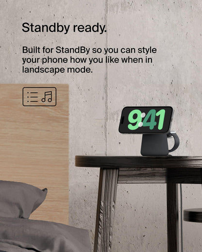 Belkin 2-in-1 MagSafe Wireless Charging Dock 15W Fast Charge iPhone Charger Compatible with iPhone 17, 16, 15, and 14 Series, AirPods, Pixel 10, and Other MagSafe Enabled Devices, PSU Included - Black