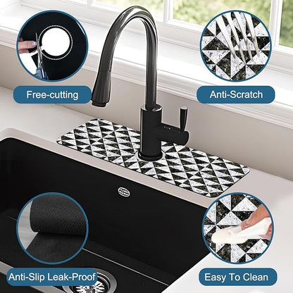 Granite Floor Tiles Sink Faucet Absorbing Mat Mosaic Texture Super Absorbent
