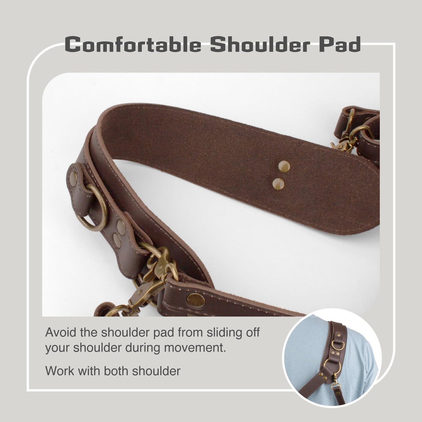4J LEDR Leather Camera Harness for One Camera,Single Leather Camera Strap for Photographers,Camera Shoulder Strap Camera Harness for Photographers Quick Release Gear DSLR,BROWN