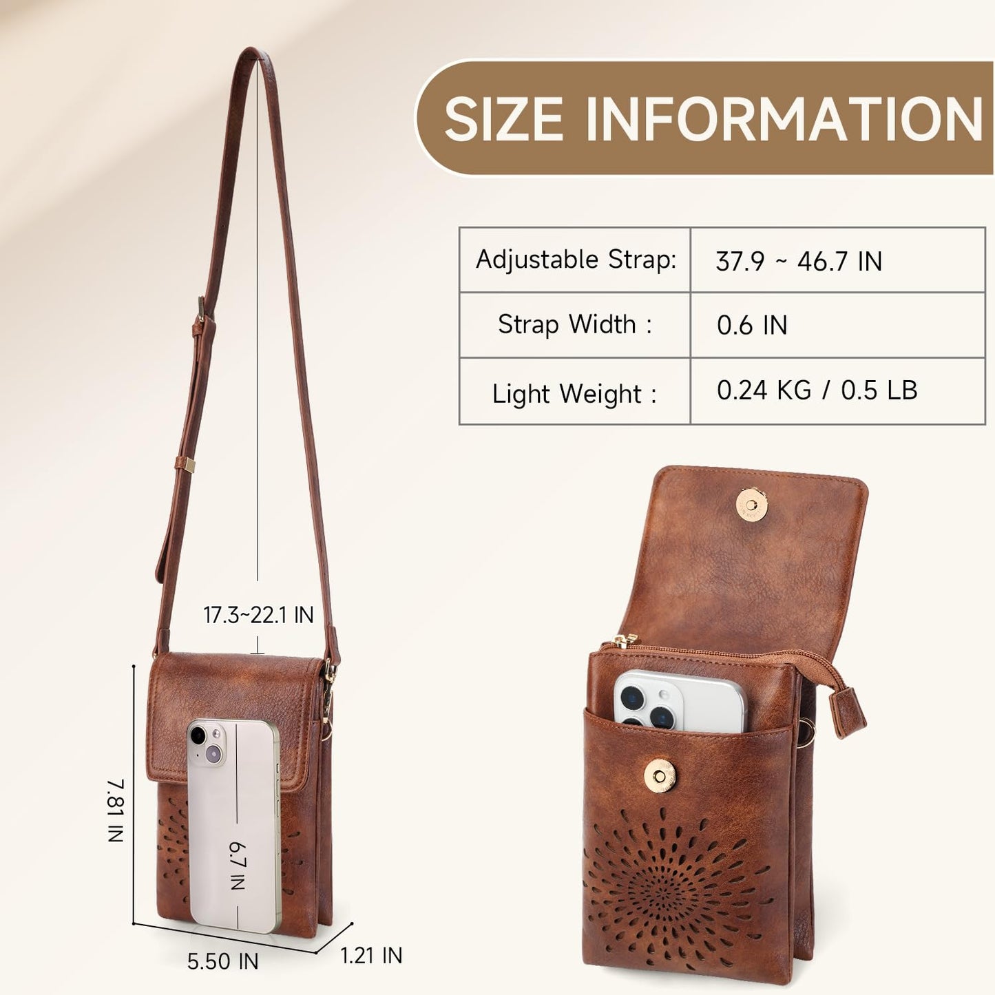 APHISON Small Crossbody Bags for Women Trendy, Leather Crossbody Phone Purses Handbags with Adjustable Strap
