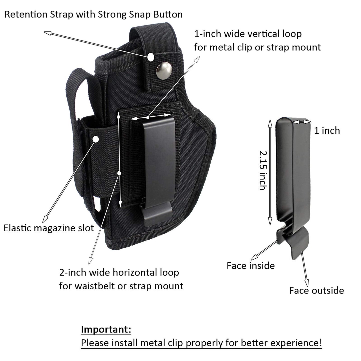 Depring Concealed Carry Holster IWB OWB Holster with Magazine Slot