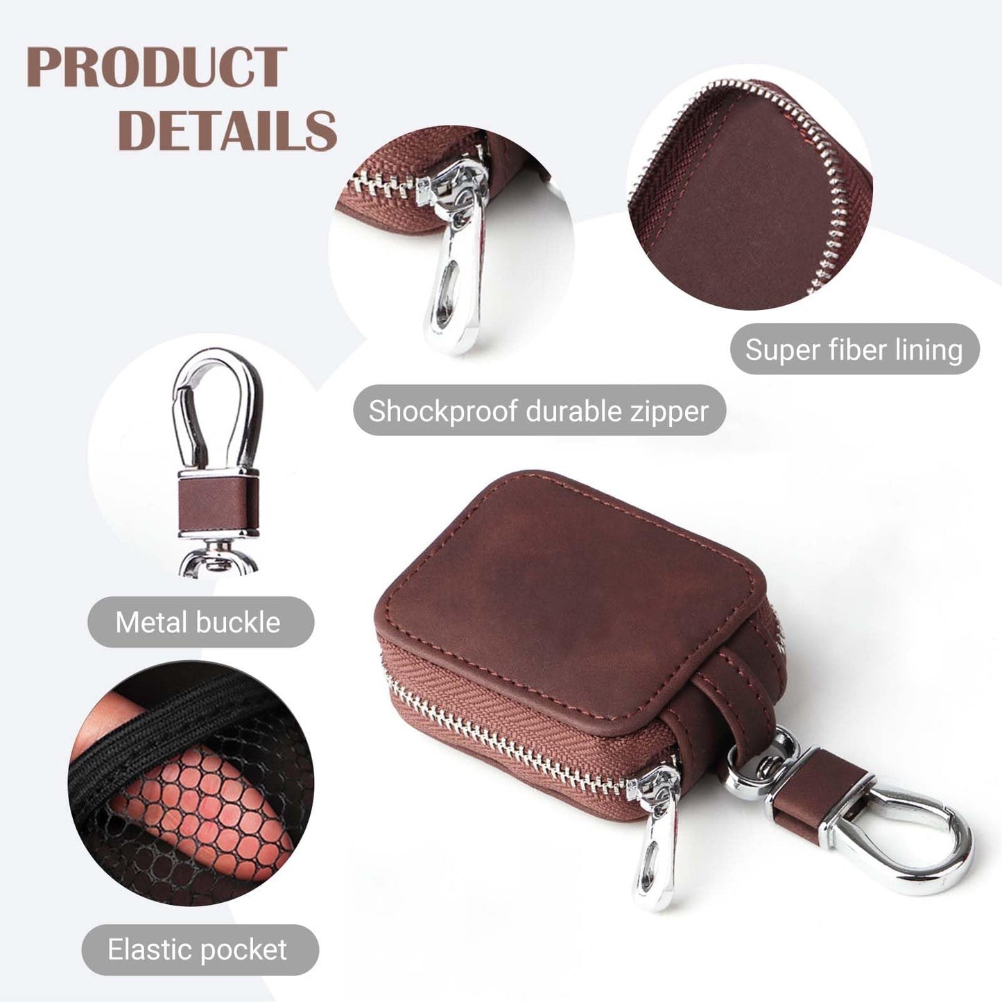 Earbud Case Headphone Storage Case Compatible with Airpods 1/2/3/Pro Wireless Earphones Carrying Pouch Small PU Leather Bag Shockproof Earpods Cover Universal Bag Travel Protection Pouche-Dark Brown