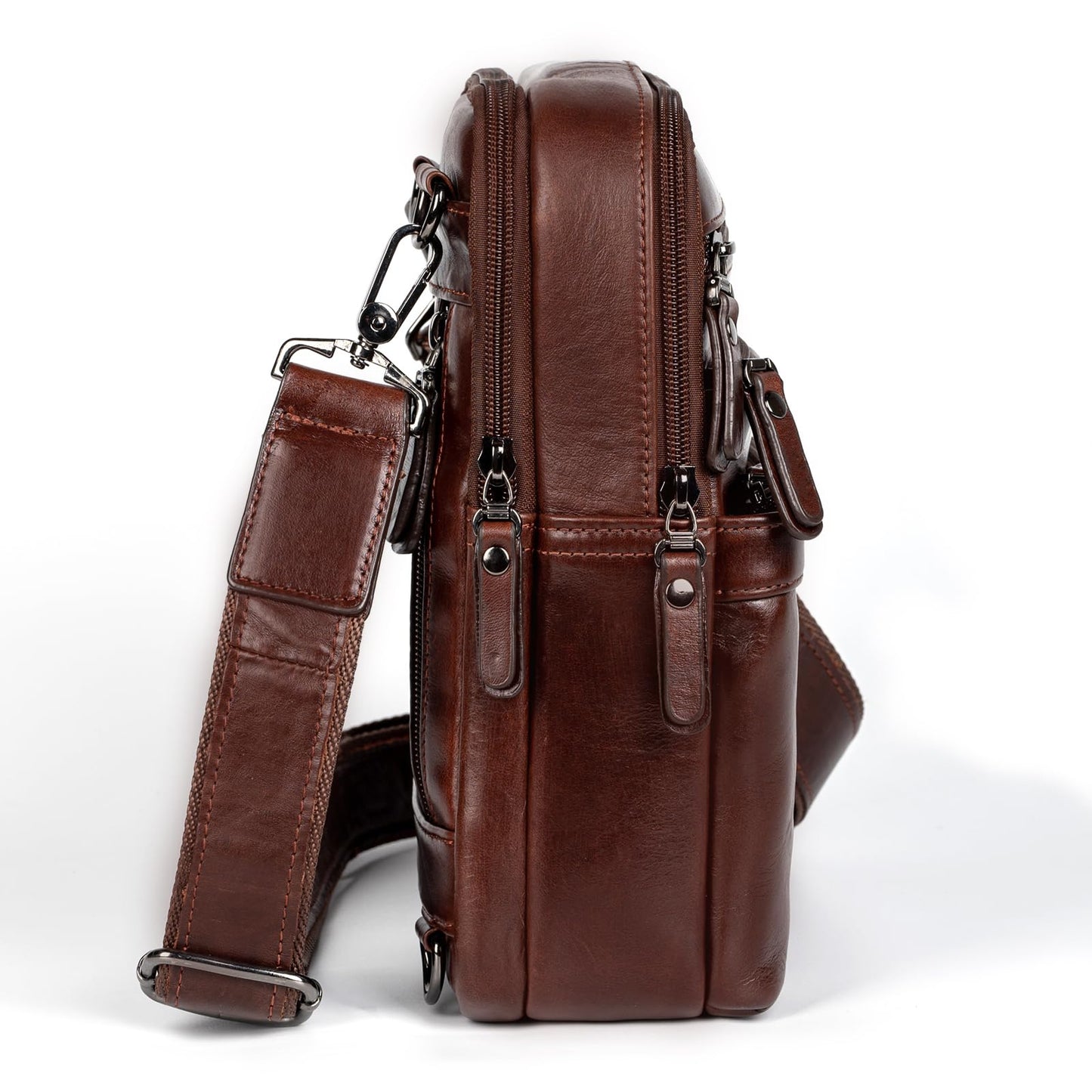 Ariscobull Leather Messenger Bag for Men, Small Leather Sling Shoulder Bag Messenger Pack for Men, Man Purse (Brown)