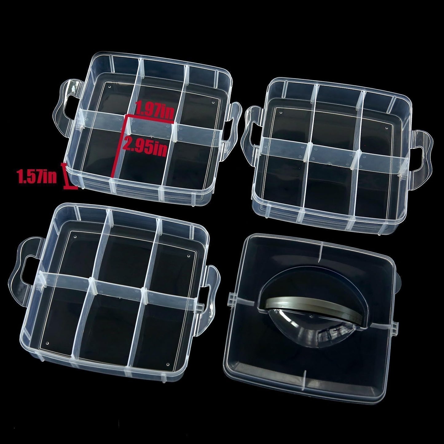 2pack 3-Tier Stackable Storage Container Box with Adjustable Compartments for Kids Toys, Art Crafts, Jewelry, Supplies,Tools Storage-18 Compartments, 5.91" L x 5.91" W x 5.12" H