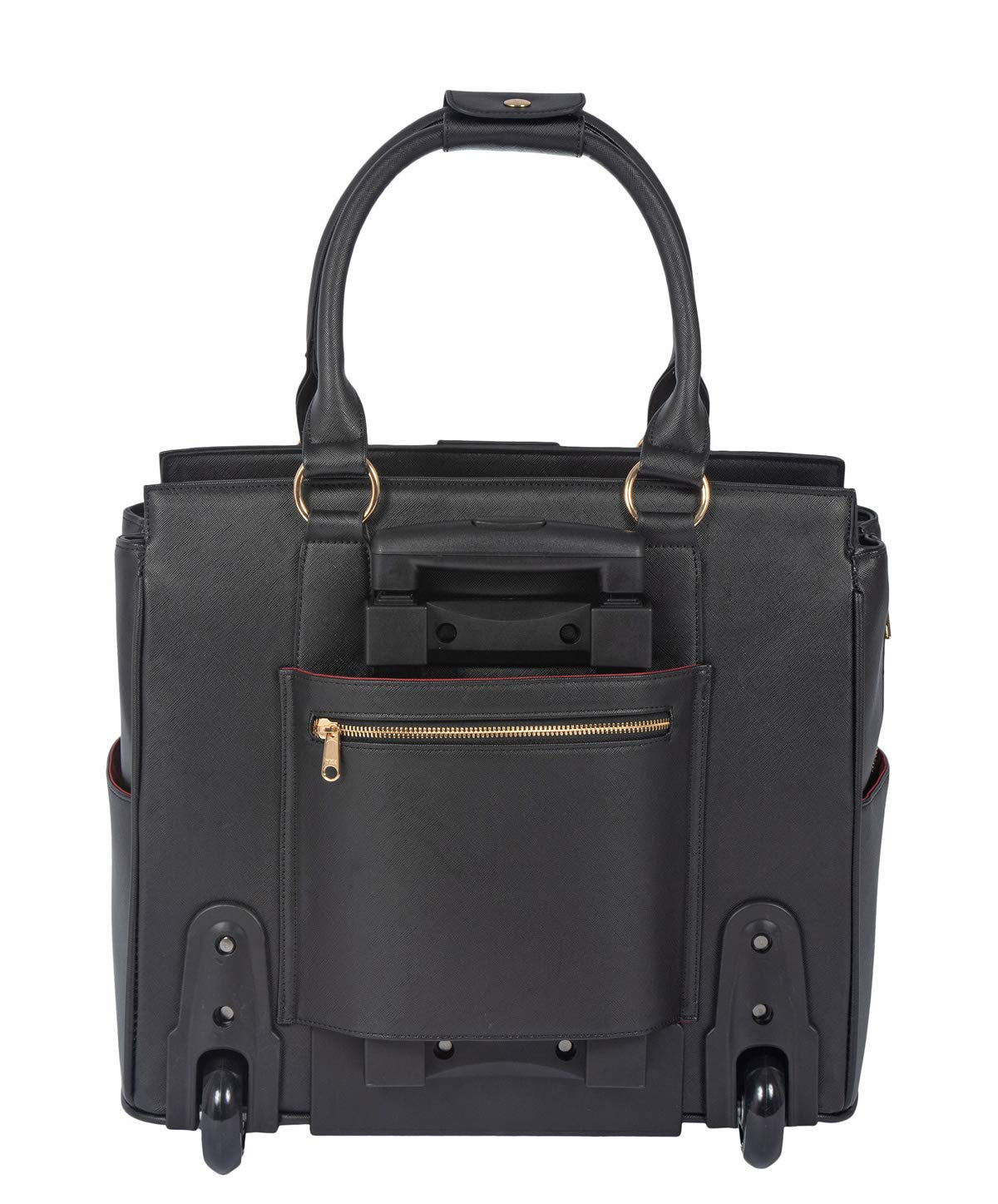 JKM & Company Executive Black Computer iPad, Laptop Tablet Rolling Tote Bag Briefcase Carryall Bag