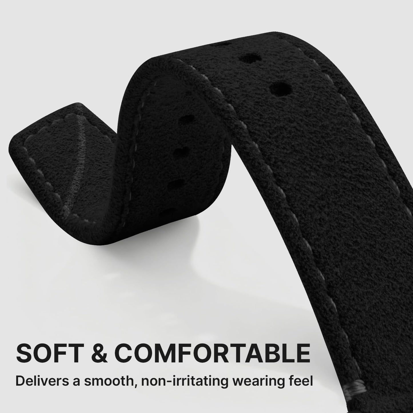 Bandletic Suede Leather Band Compatible with Apple Watch Bands for Men Women, Soft Strap for iWatch Ultra 3 2 Band 49mm, Series 11 10 (46mm), 9 8 7 (45mm), SE3 SE2 SE 6 5 4 (44mm), 3 2 1(42mm), Black