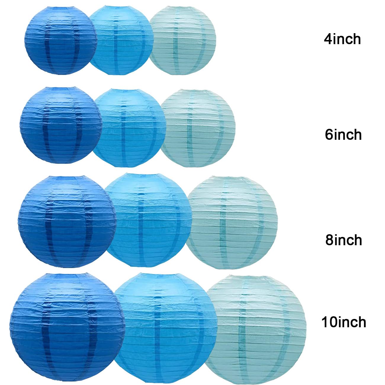 SIPRKAICT Blue Paper Lanterns Party Decorations,12pcs Hanging Paper Lantern for Classroom,Baby Shower,Graduation,Wedding,Birthday