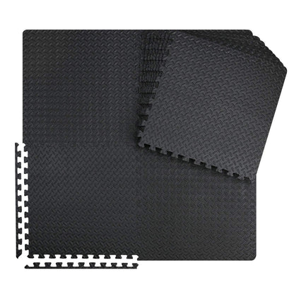 innhom Gym Flooring Gym Mats Exercise Mat for Floor Workout Mat Foam Floor Tiles for Home Gym Equipment Garage, 12 Black