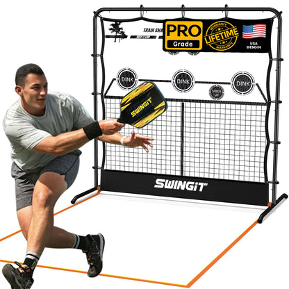 Portable Pickleball Rebounder Net with Kitchen Lines System, Solo Training Net System for Dinks, Volleys & Drives, Accuracy Trainer with Carry Bag, for Backyard, Driveway, Garage (Black)