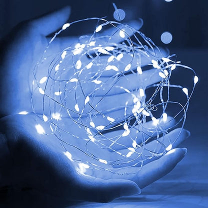Dazzle Bright Fairy Lights Battery Operated, 2 Pack Total 40FT 120LED Silver Wire Waterproof Battery Operated String Lights, Christmas Decorations for Indoor Outdoor Bedroom Yard Decor, White