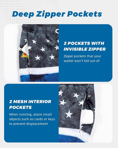Men's Swim Trunks with Compression Liner - Quick Dry 5-Inch Bathing Suit with Zipper Pockets