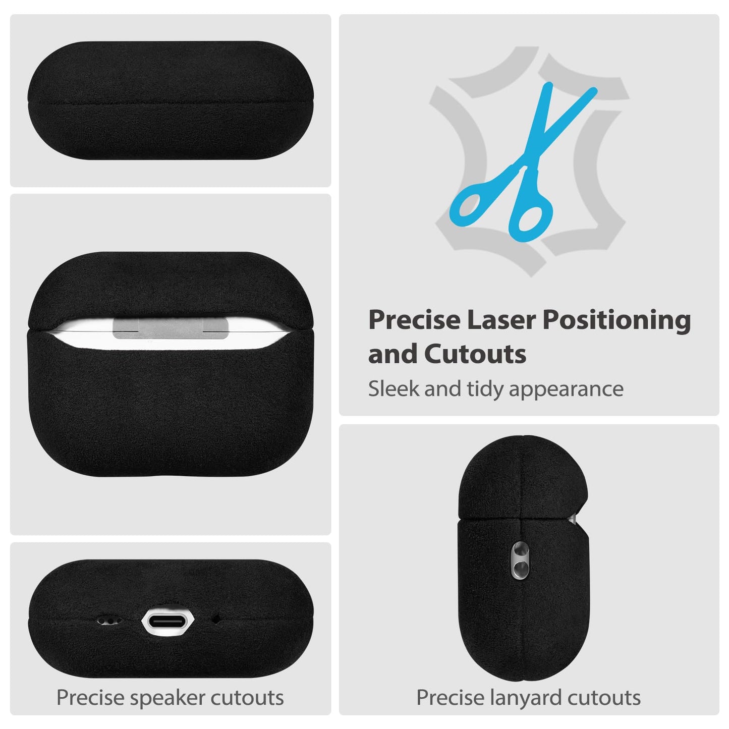 Belemay Handcrafted Alcantara Case for AirPods Pro 3rd Gen (2025), Compatible with MagSafe, Luxury Italian Suede-Like Material, Comfortable Grip, Elegant Cover Compatible with Airpods Pro 3, Black