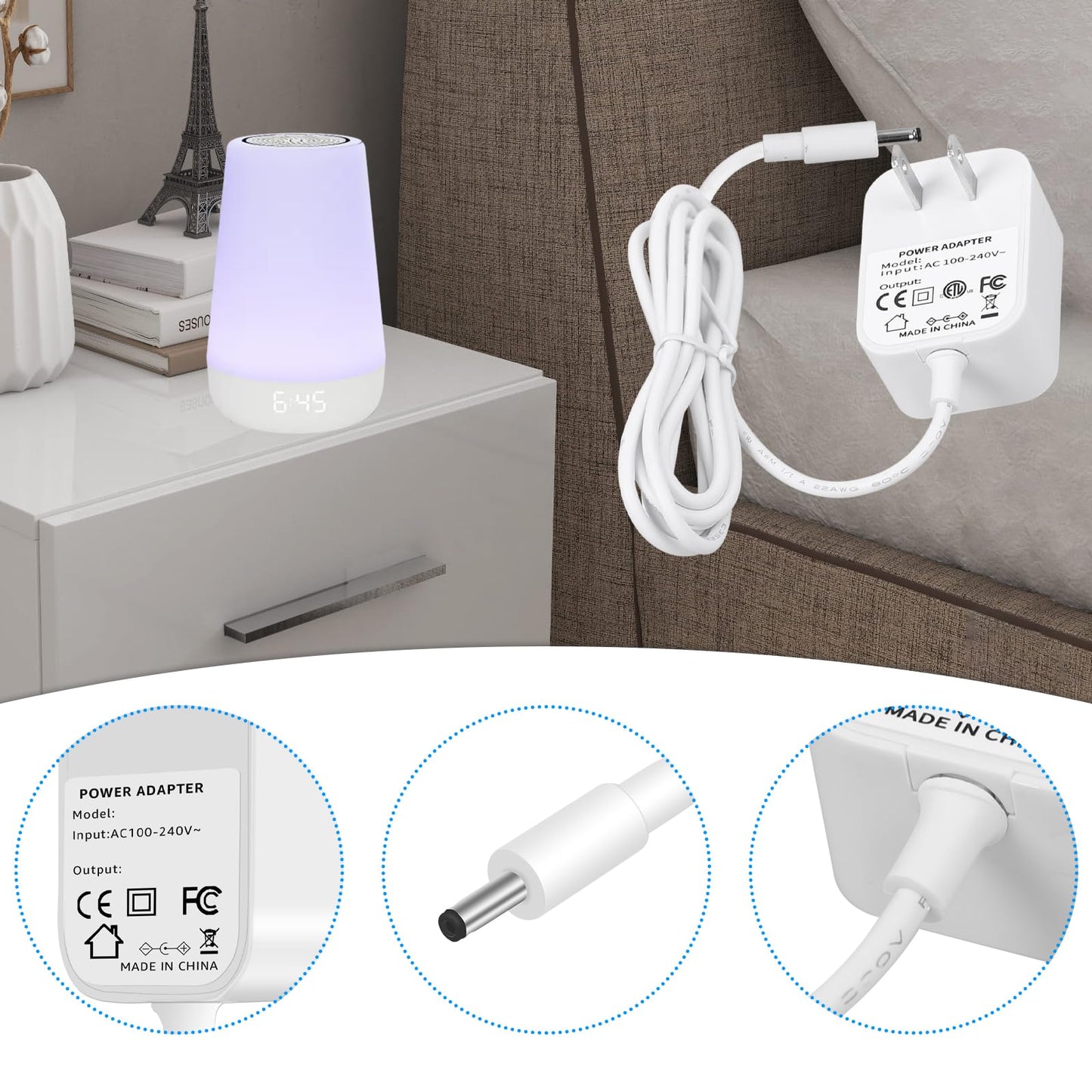 Sigely 5V Power Adapter Cord Compatible with Hatch Rest, Rest+, and Rest Mini Sound Machine - with Barrel Style Plug