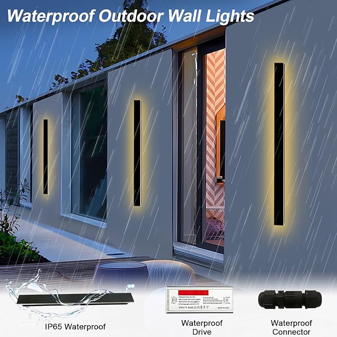 59 Inch Outdoor Wall Lights Long Outdoor Wall Sconce LED Linear Wall Light 3000K Modern Wall Mount Exterior Light Fixtures for House Garage Porch