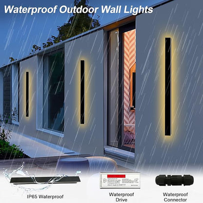 31 Inch Outdoor Wall Lights Set of 2, Long Modern Wall Sconce LED IP65 Waterproof Outdoor Wall Lamp 3000K Modern Wall Mount Exterior Light Fixture for House Garage