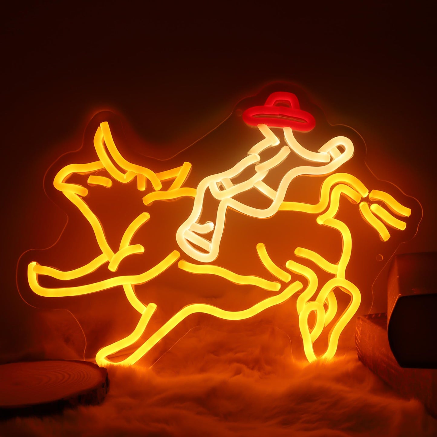 Rodeo Neon Sign, Cowboy Rides Bull Neon Light, Bull Riding Led Sign, Western Man Rides Light Up Sign Rodeo Room Wall Art Decoration gifts for men