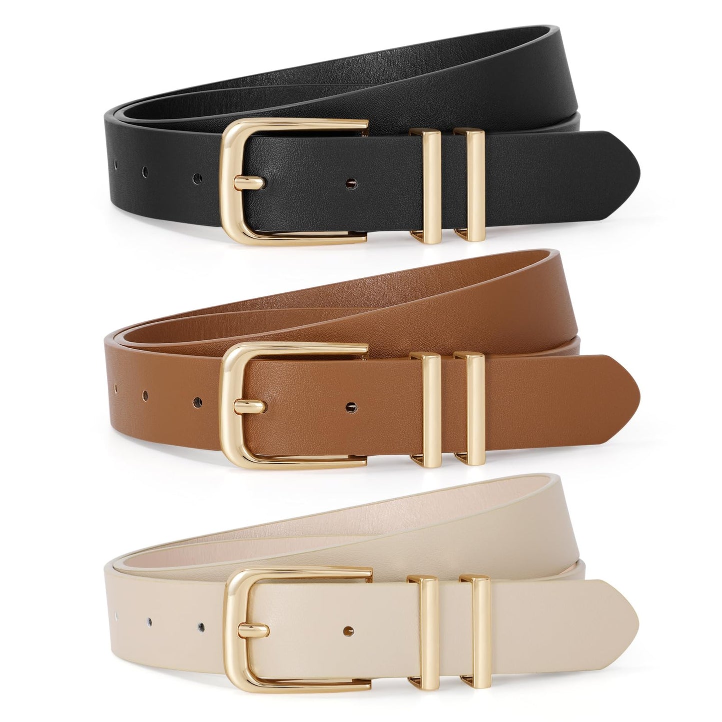TRIWORKS 3 Pack Women Belts For Jeans Pants Dresses Ladies Leather Waist Belts