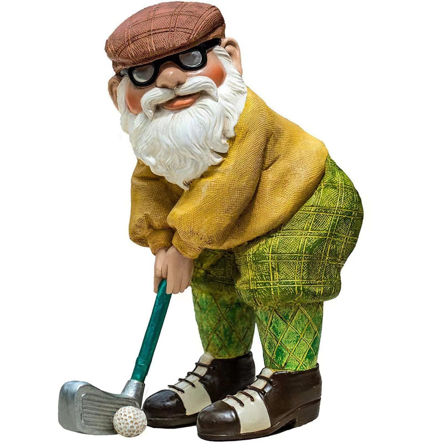 Ahbuohe Garden Golfing Gnome Statue Decorative, Adorable Flower Bed Decor Gnome Sculpture for Patio Lawn,Yard Patio Art Decor Dwarf Figurines Table Ornament