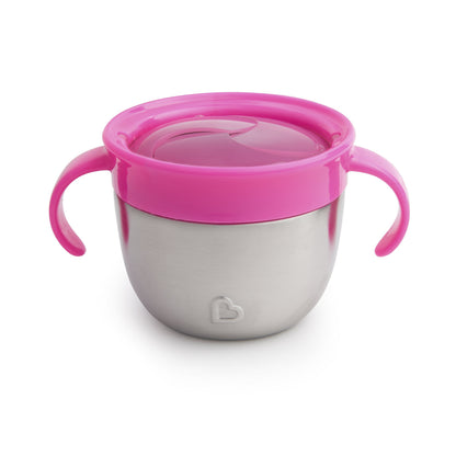 Munchkin® Snack+™ Stainless Steel Snack Catcher Cup with Lid, 9 Ounce, Pink, 1 Pack