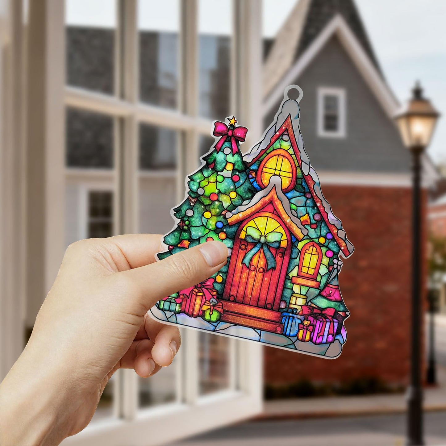 Christmas Tree Ornament Acrylic Suncatcher Window Hanging Wall Decor for Indoor Outdoor Doors Home