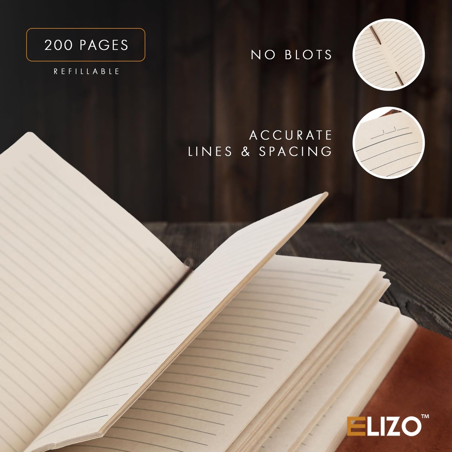 ELIZO Leather Journal Notebook Leather Bound Journal for Men Lined Writing Journals for Women, Small Travel Journal Diary (5x7)