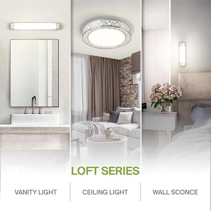 ASD 16 Inch LED Flush Mount Ceiling Light Fixture for Bedroom, 28W 1752LM 5CCT 2700K-5000K, Triac Dimmable Lights, Dining, Living Room, Kitchen Lamps, Modern Home Lighting Fixtures, Nickel, ETL