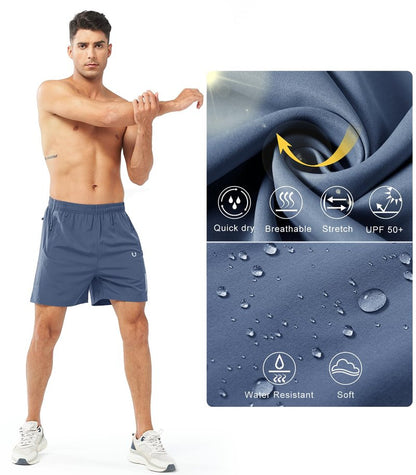 NORTHYARD Men's Athletic Running Shorts Gym Workout 7"/9"/5" Quick Dry Lightweight Sports Basketball Tennis 3 Zipper Pockets FEDERALBLUE-5inch 3XL