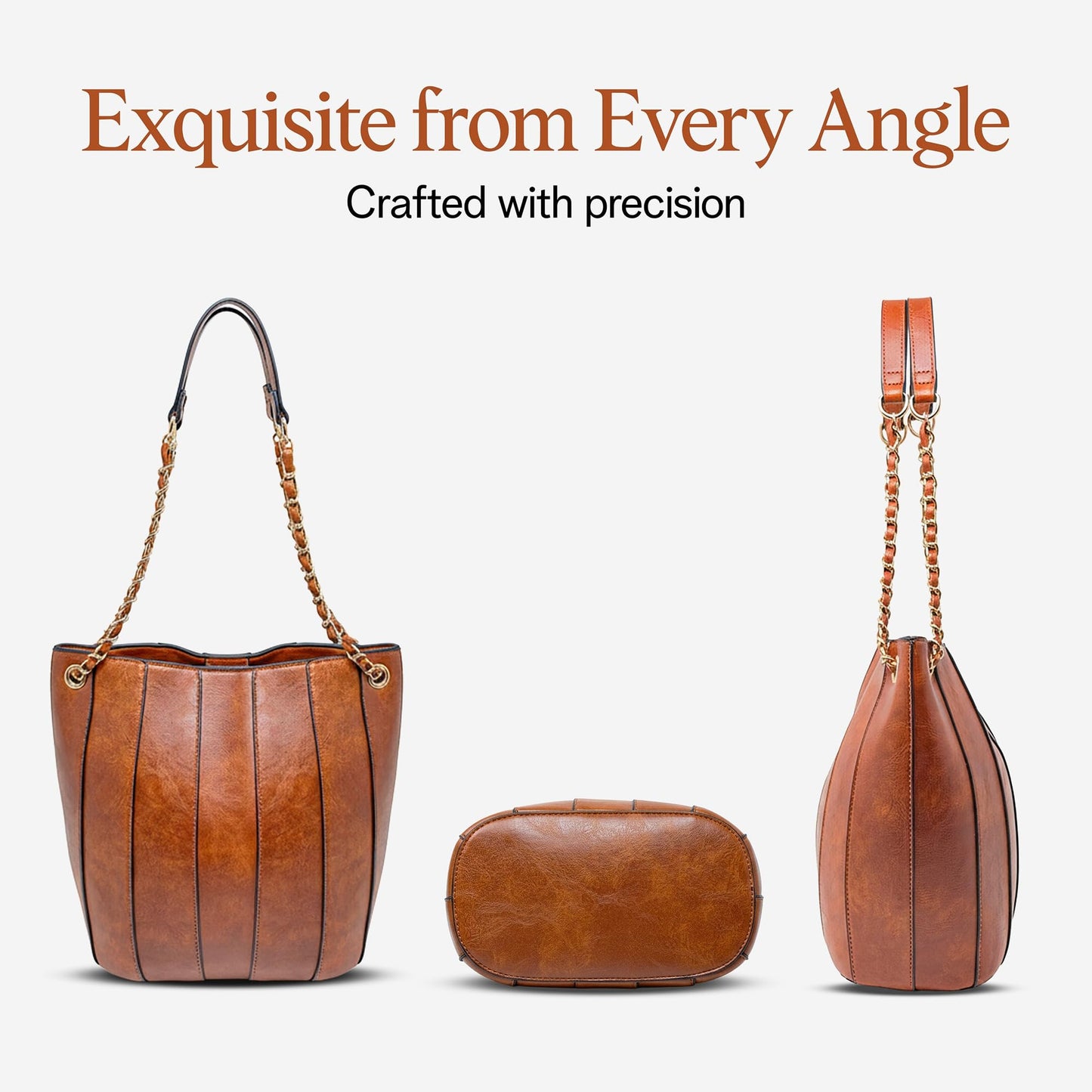 Vegan Leather Purses for Women, Faux Leather Handbags for Women, Bucket Purse, Top Handle Bag