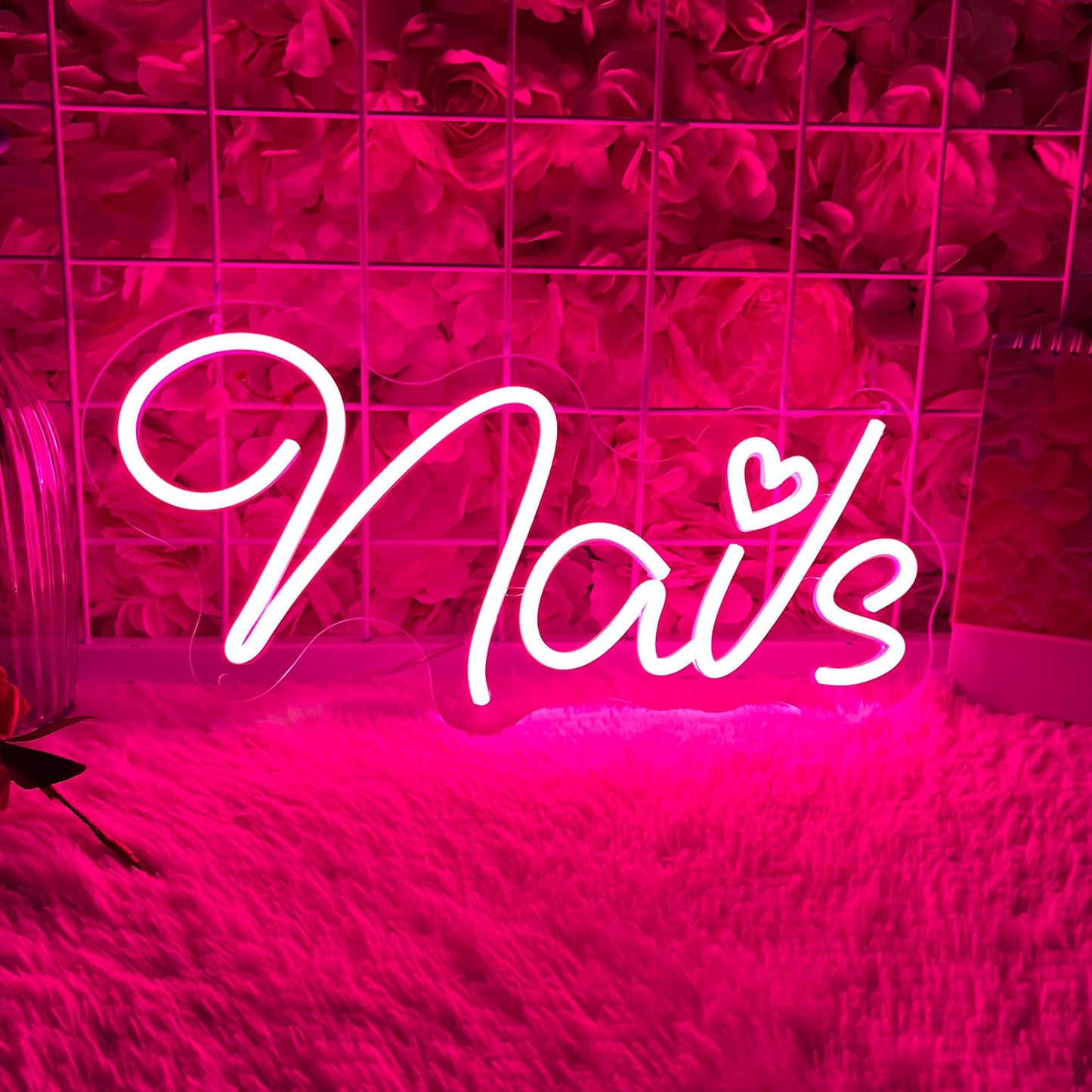Brochao Nails Neon Sign Nail LED Sign Light Up Sign for Nial Room Wall Decar for Beauty Room Nail Salon Business Store Home Party Decoration Gift for Teen Girls