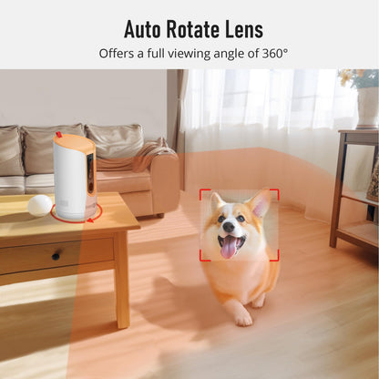 PARIS RHÔNE 2K Pet Camera, 360°View Dog Camera Treat Dispenser, 5G WiFi Pets Monitoring with Phone APP, Two-Way Audio, Infrared Night Vision, Barking Detection and Motion Alerts, Works with Alexa