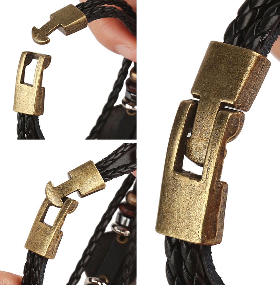 Hamoery Punk Alloy Leather Bracelet For Women Constellation Braided Rope Bracelet Bangle Wristband(Gemini)