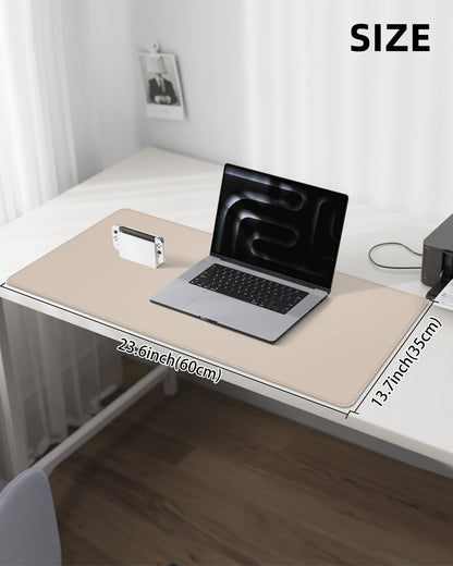 Leather Desk Pad Protector, Mouse Pad, Office Desk Mat, Non-Slip PU Leather Desk Blotter, Laptop Desk Pad, Waterproof Desk Writing Pad for Office and Home (Beige, 31.5" x 15.7")