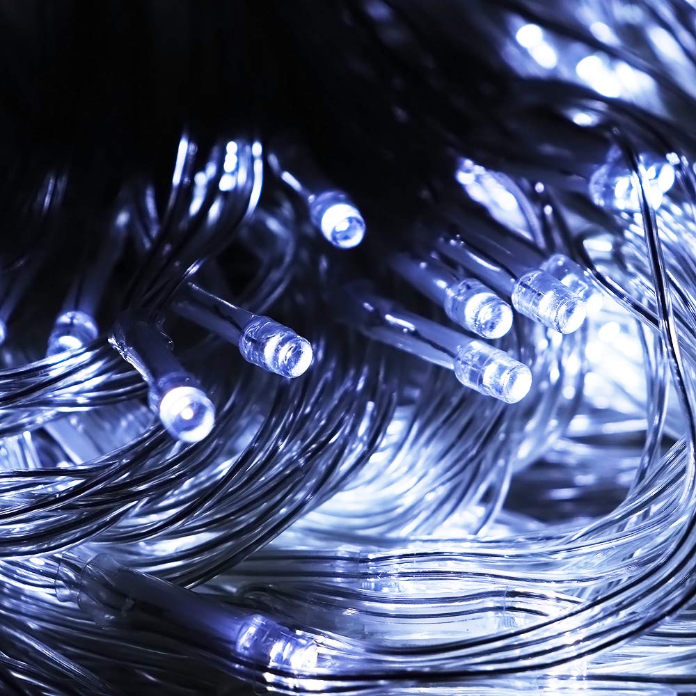 Vicila LED Net Lights Mesh Lights, 240LED Timer Tree Warp Fairy Lights Outdoor Hanging String Light for Christmas, Halloween, Garden, Walkway, Bushes Decor-9.8ft x 6.6ft(White)