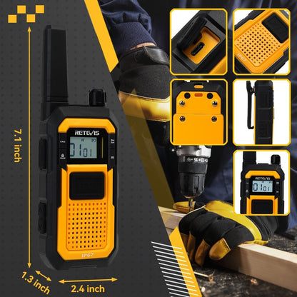 Retevis RB48 Walkie Talkies for Adults, with G-Type Earpiece, MIL-STD 810H, Advanced Triple Proof, Support VOX, 2000mAh, Emergency Alert, Vibration Reminder, Heavy Duty Two Way Radios(2 Pack)