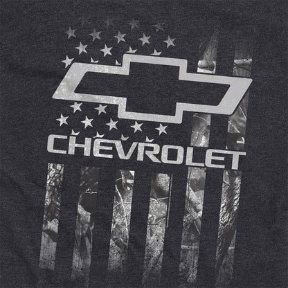 Indivisible Official Chevrolet Camo Flag Men's Classic Ring-Spun T-Shirt, Black Ink Heather, Large
