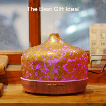 Porseme 500ml Essential Oil Diffuser, Aroma Ultrasonic Humidifier with Remote Control, BPA Free, Auto Shut-Off, Timer Setting for Large Room Sleeping Yoga
