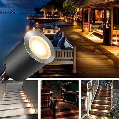 SMY Lighting Recessed LED Deck Light Kits with Protecting Shell φ32mm, In Ground Outdoor LED Landscape Lighting IP67 Waterproof,12V Low Voltage for Garden,Yard Stair,Patio,Floor,Kitchen Decoration