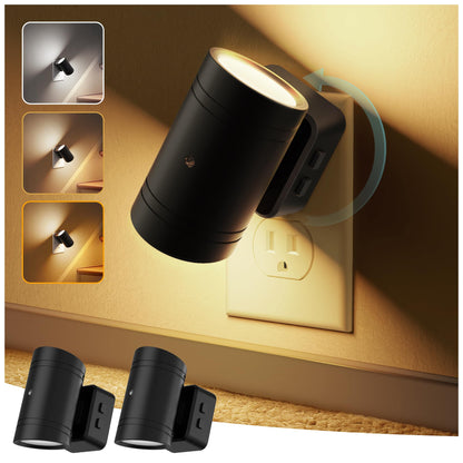 Briignite Night Lights Plug into Wall, Modern LED Night Light Plug in, Dusk to Dawn Sensor, Soft White 3000K, 0-100LM Adjustable Brightness, Dimmable NightLight for Hallway, Bedroom, Stairway, 2 Pack