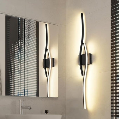 Modern LED Vanity Light with Remote Control, Modern LED Bathroom Light Fixture, Bathroom Vanity Light Fixture Over Mirror, 39.4 inch Black Wall Sconce Lighting