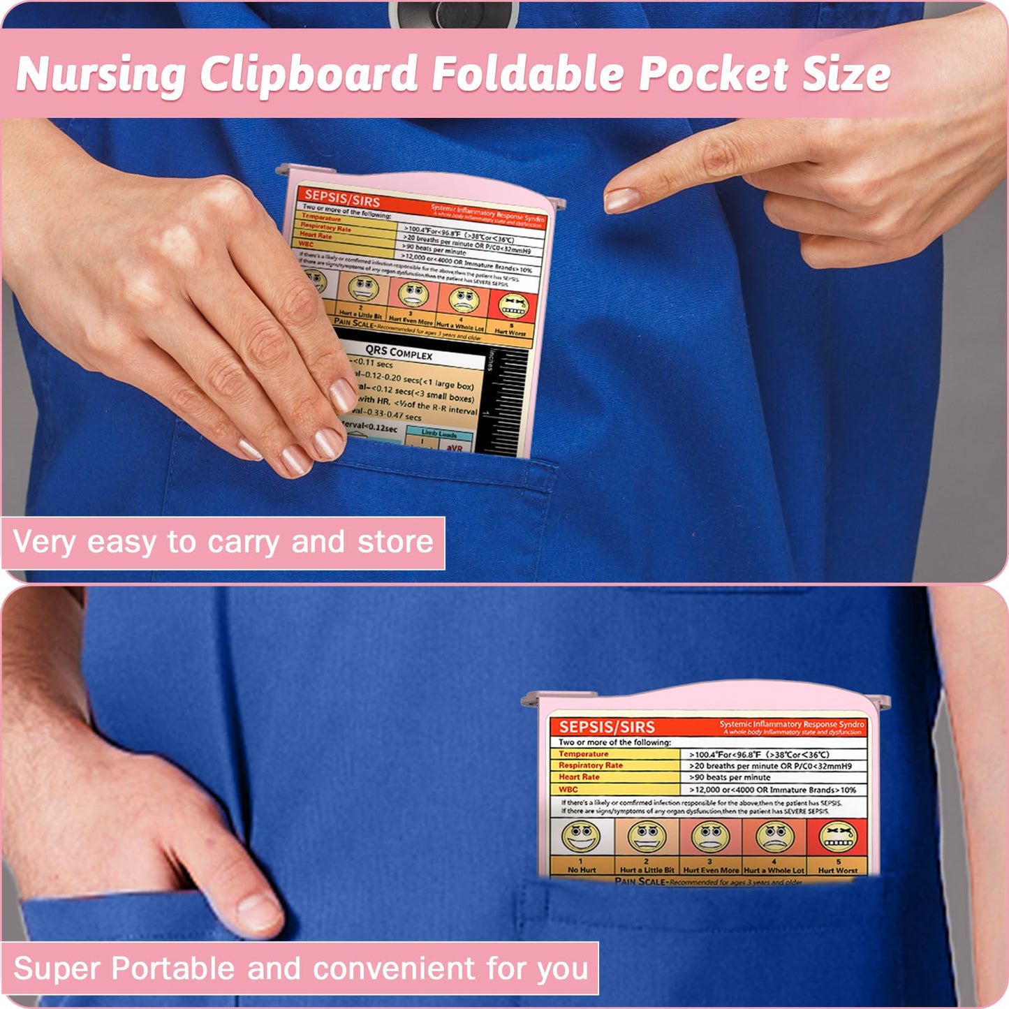 Nursing Clipboard Foldable Clipboard Medical: Edition Cheat Sheets Aluminum 3 Layers Foldable Clipboards Nursing Pocket Size Profile Clip Nurse Clipboards Notepad for Nurses Students and Doctors