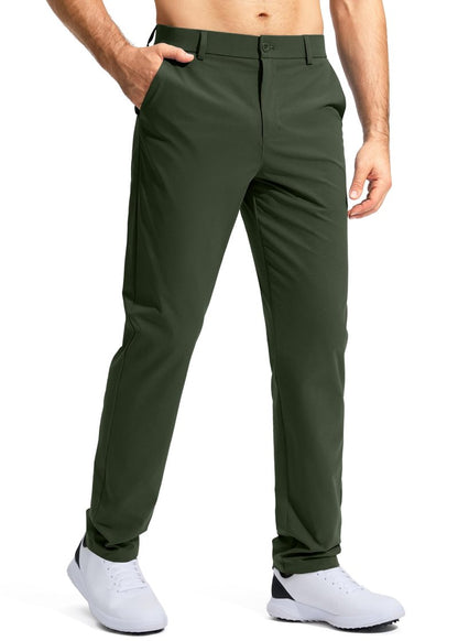 Pudolla Men's Golf Pants Stretch Classic Fit Work Dress Pants 34 Lightweight Quick Dry Casual Slacks Trousers with Pockets(Army Green 34Wx34L)