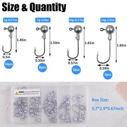 Jig Heads Unpainted Crappie Jig Heads Round Ball Heads Jig Hooks Fishing Jig Heads Saltwater Freshwater Fishing Bass Trout Walleye