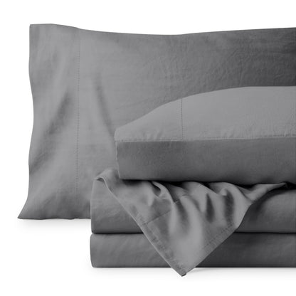 Bare Home Full Sheet Set - Luxury 1800 Ultra-Soft Stonewashed Microfiber - Double Brushed - Deep Pockets - Easy Fit - Breathable Bedding - Sheet Sets & Pillowcases (Full, Grey)