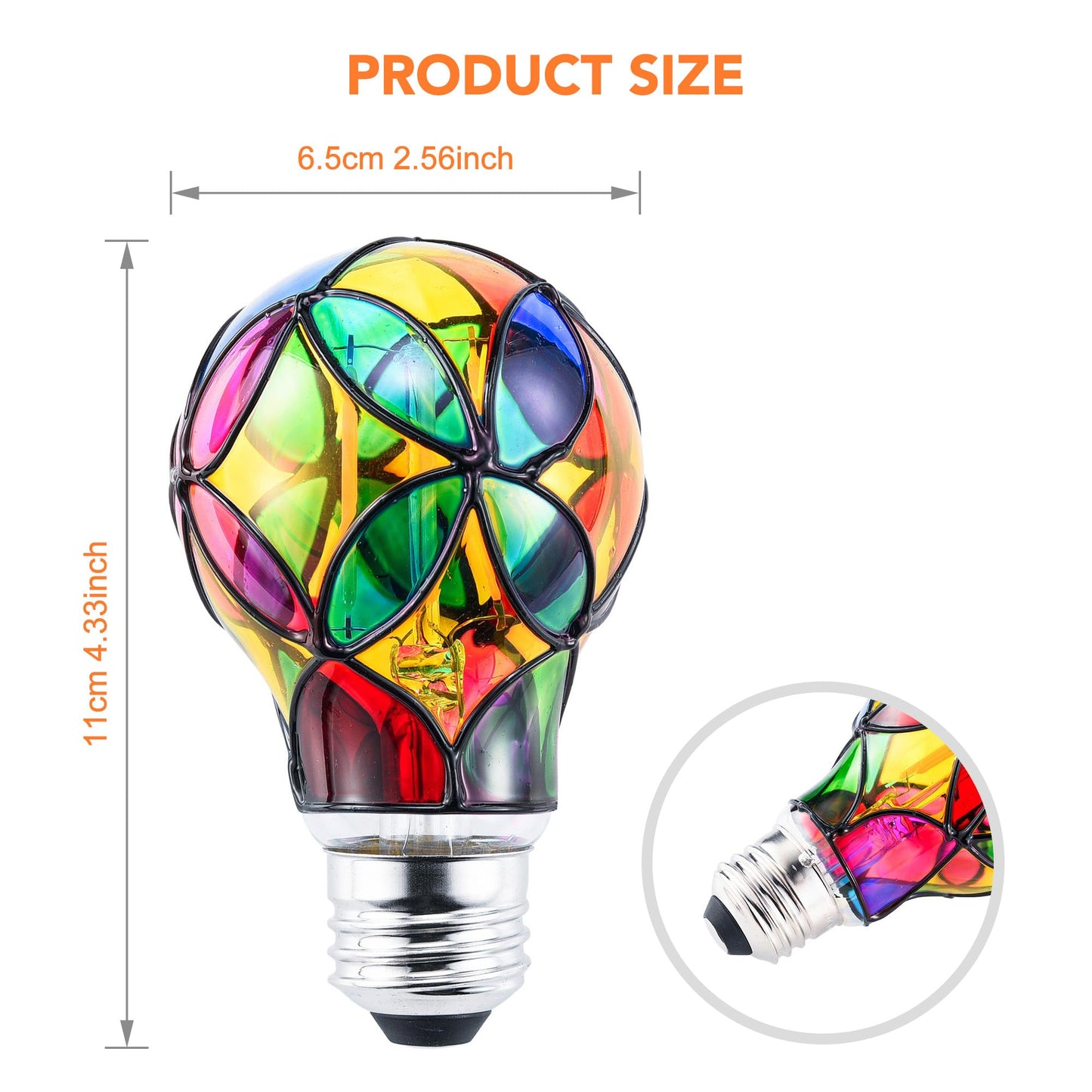 Kitmose 4 Pack Stained Glass Light Bulbs, LED Edison Light Bulb E26 3.5W Replacement Light Bulbs Tiffany Style for Bedroom Living Room Home Christmas Decoration
