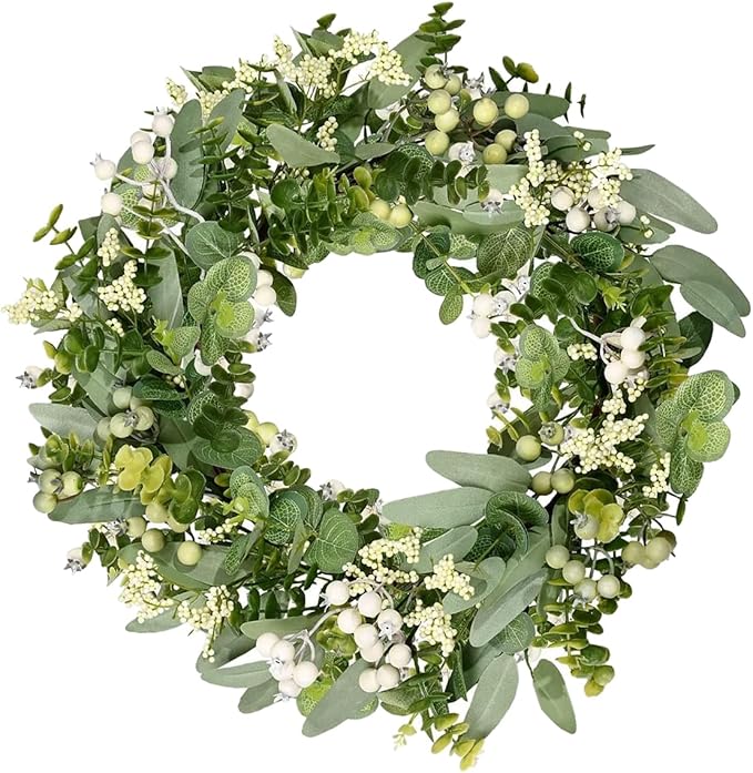 Eucalyptus Wreaths for Front Door Spring Summer Wreath 18-20 Inch Decor Green Leaves Decorations Outside