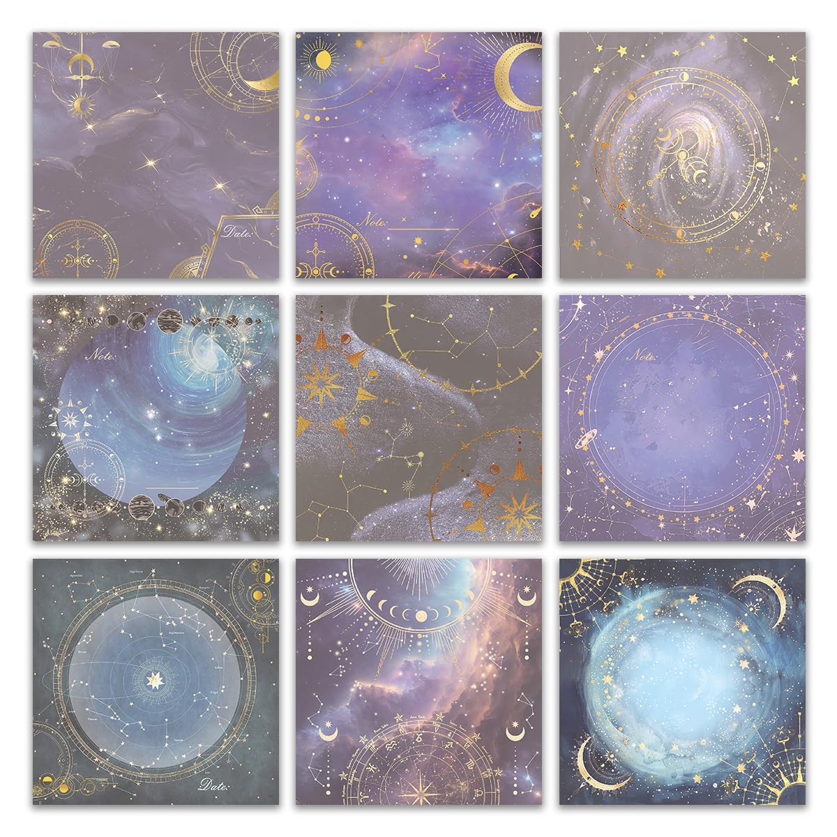 Post it Notes 3x3 Cute and Aesthetic Sticky Notes Planner Notepad - 450 Sheets - Desk Accessories for School, Office, and Home - Ideal Gifts for Teachers, Women, and Coworkers (Astrology Fantasy)