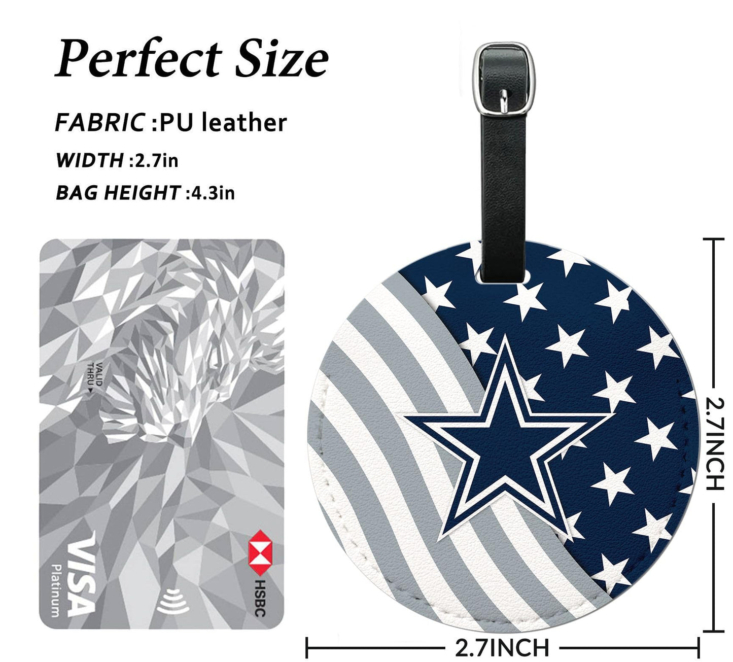 FKHGY - 2 Pack Leather Football Sport Fan Luggage Tag for Suitcase，Double-Sided Pattern Blue Design Travel Suitcase Tag with Privacy Flap Address Labels