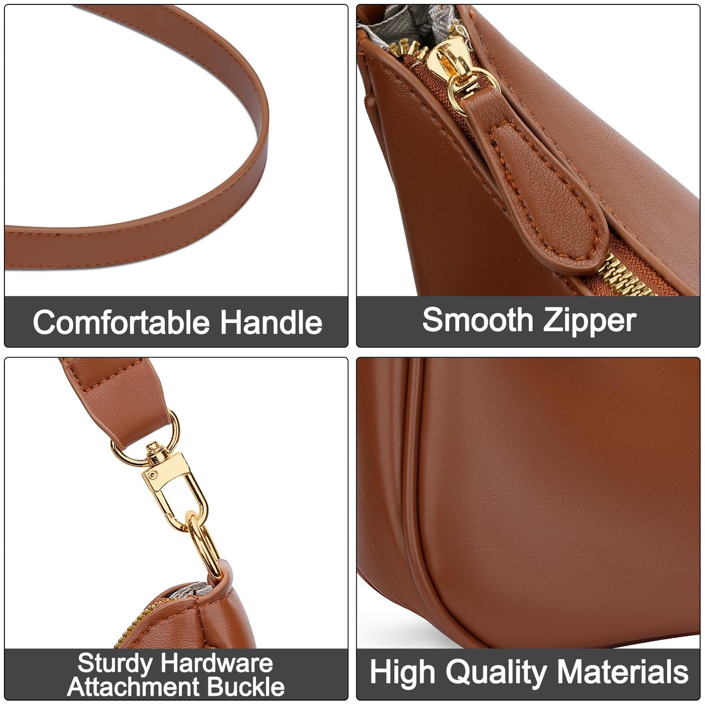 KKXIU Shoulder Bag for Women Cute Hobo and Tote Handbags Retro Clutch Underarm Purse with 2 Removable Straps (Brown)
