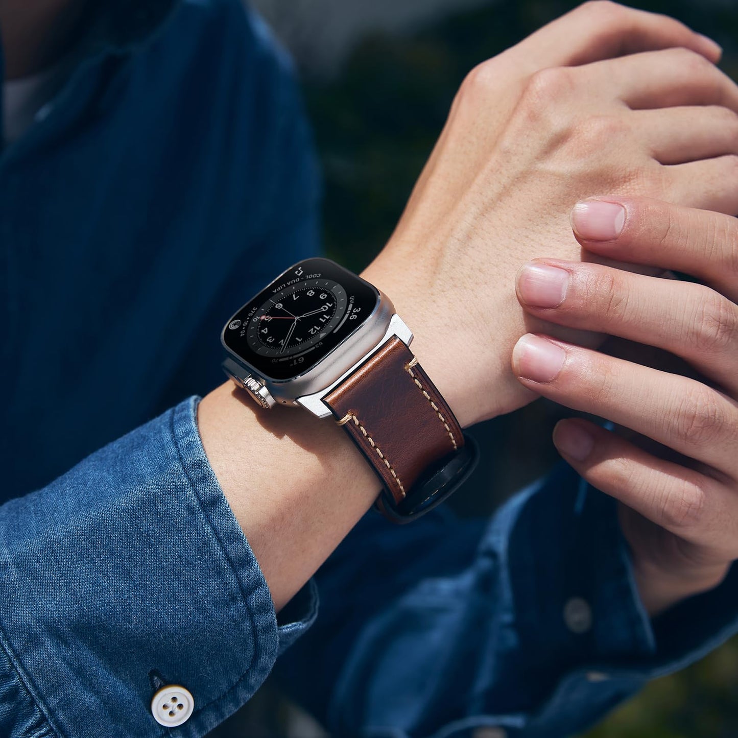 Gitalian Leather Band Compatible with Apple Watch Ultra3/2/1 Band 49mm 46mm 45mm 44mm 42mm for Men, Genuine Leather Replacement Strap for iWatch Series 10 9 8 7 6 5 SE2, Oil Brown