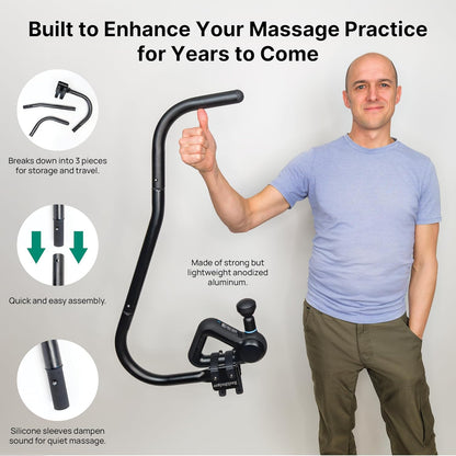 BackBadger Percussive Massage Gun Holder for Back, Compatible with Most Massage Guns, for Hard to Reach Areas - Black